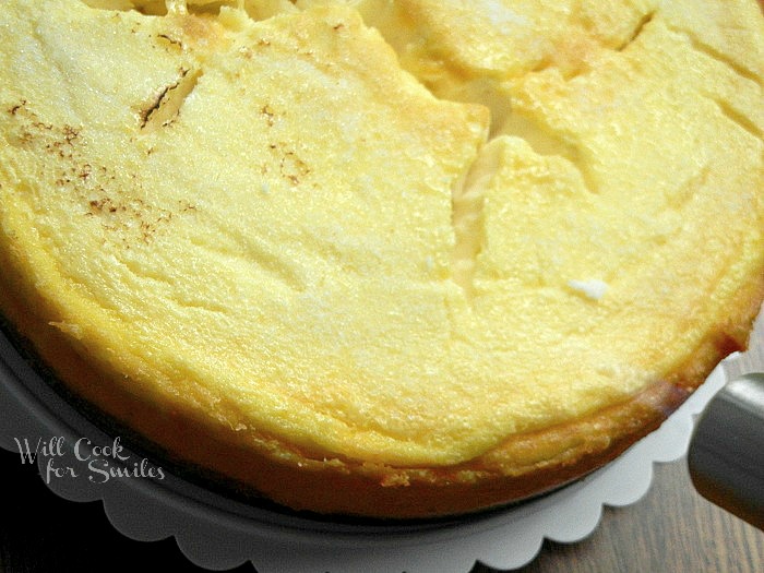 using cooking torch on the cheesecake