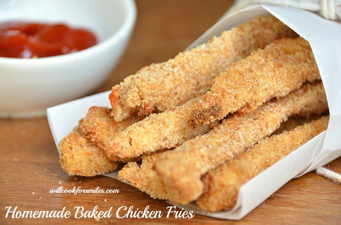 pouch with chicken tenders in front of shot ketchup in background