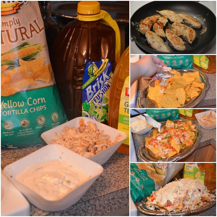 Chicken Ranch nachos collage of how to make it