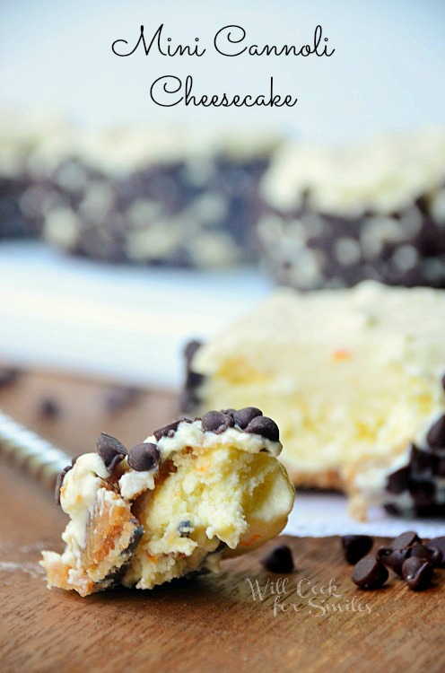Cannolli cheesecake on a fork