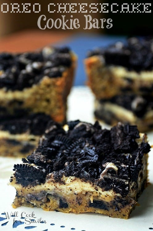 Oreo Cheesecake cookie bars slice