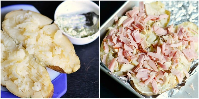 Chicken Cordon Bleu Baked Potato Collage
