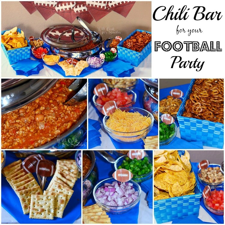 collage of football themed party food 7 pictures in all