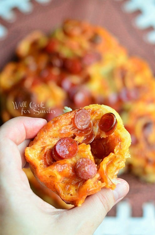 holding a Pizza Pinwheels