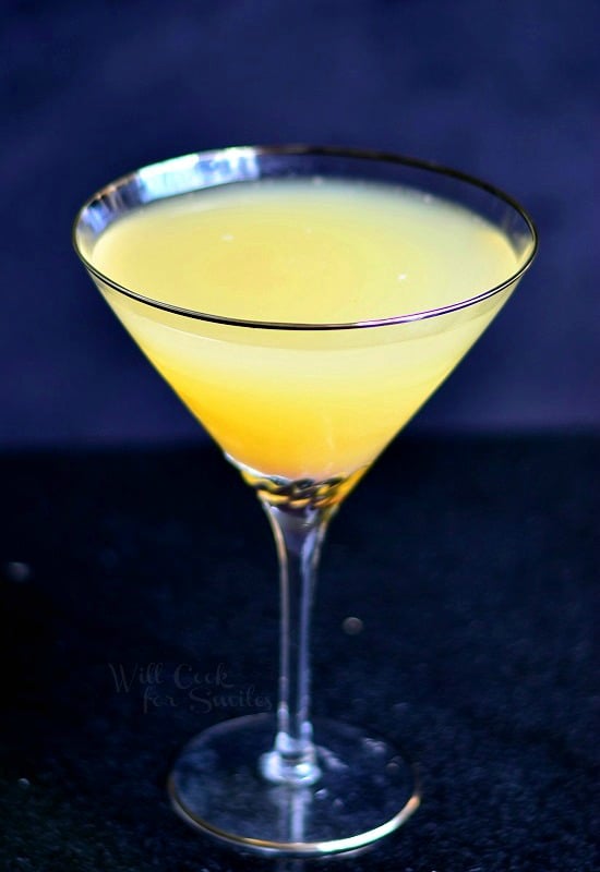 Pineapple Champagne Martini in a martini glass