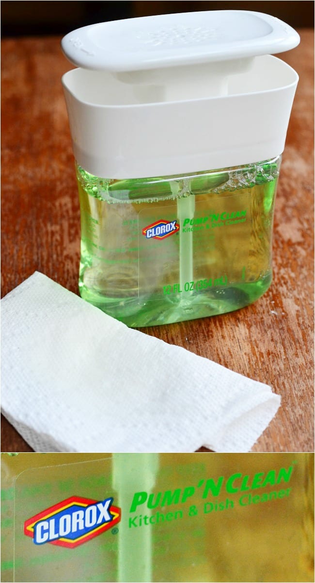Clorox Pump N Clean with a napkin next to it