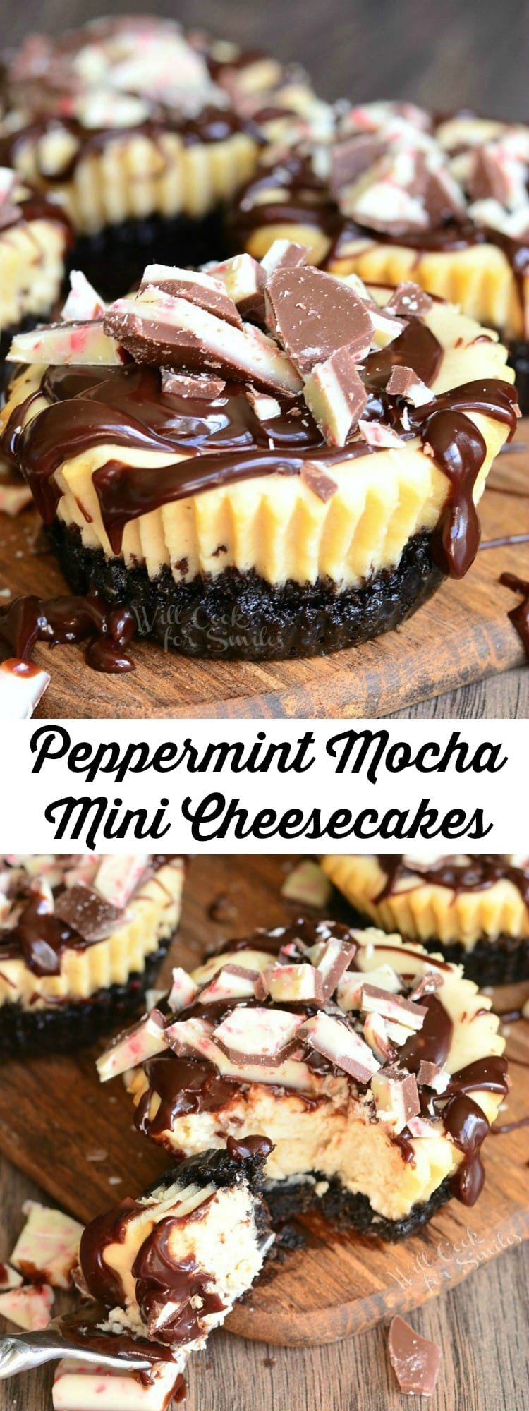 Peppermint Mocha Mini Cheesecakes collage