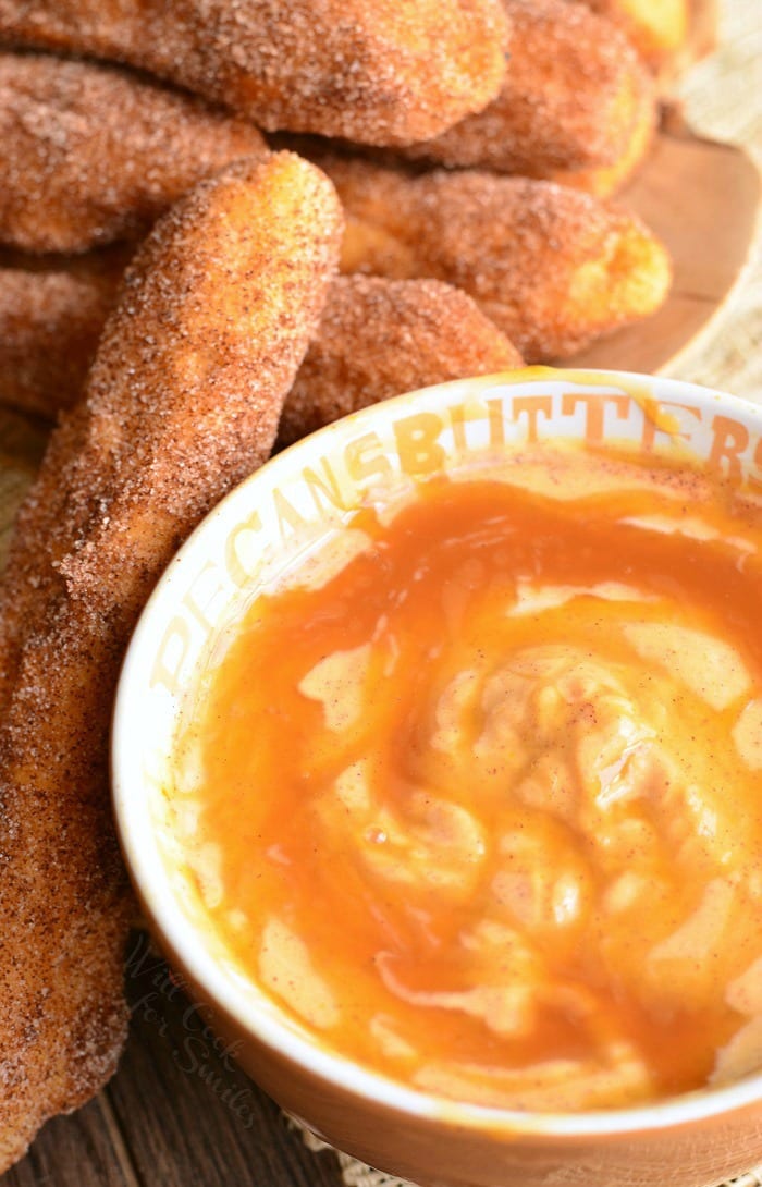 Sugar Doughnut Sticks with Pumpkin Yogurt Dip