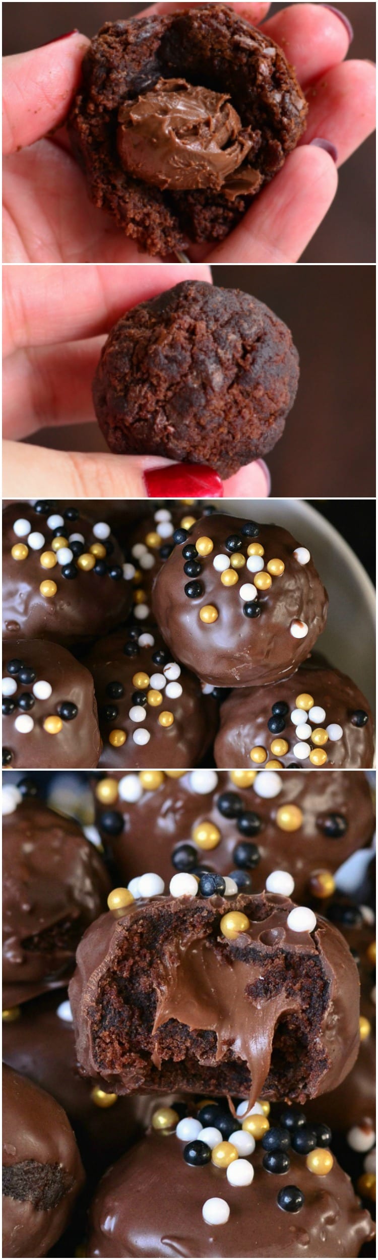 collage of steps on how to make brownie bites