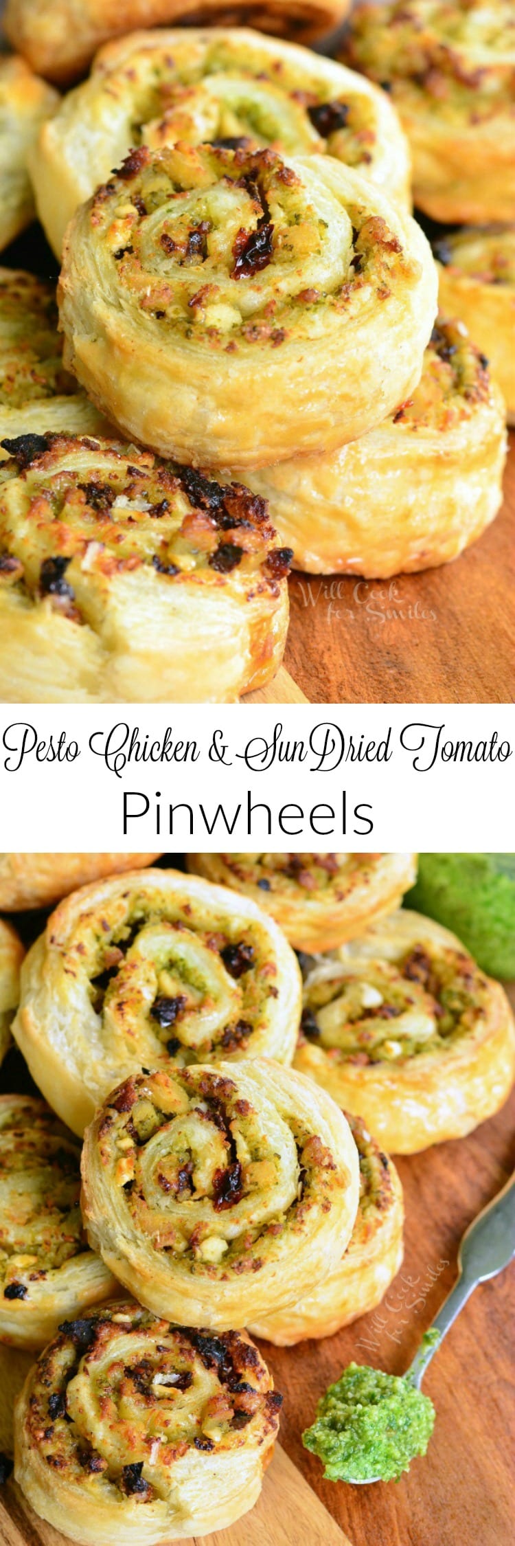 collage of Pesto Chicken and Sun Dried Tomato Pinwheels