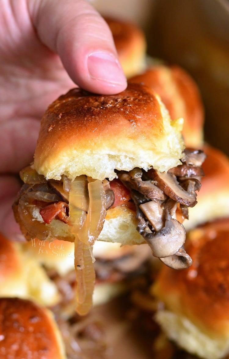 Bacon Mushroom and Onion Sliders
