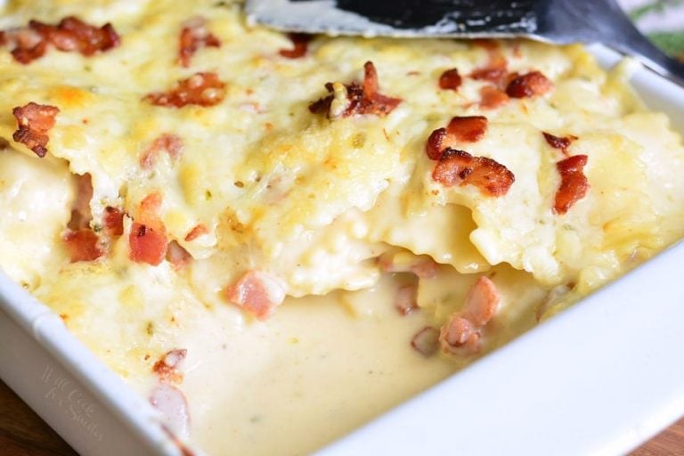 Baked Ravioli Mac and Cheese with Bacon