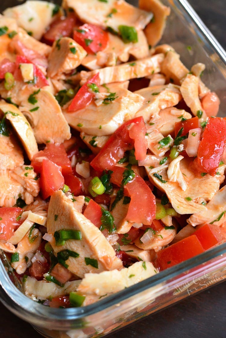 Spicy Mexican Chicken Salad in a baking dish