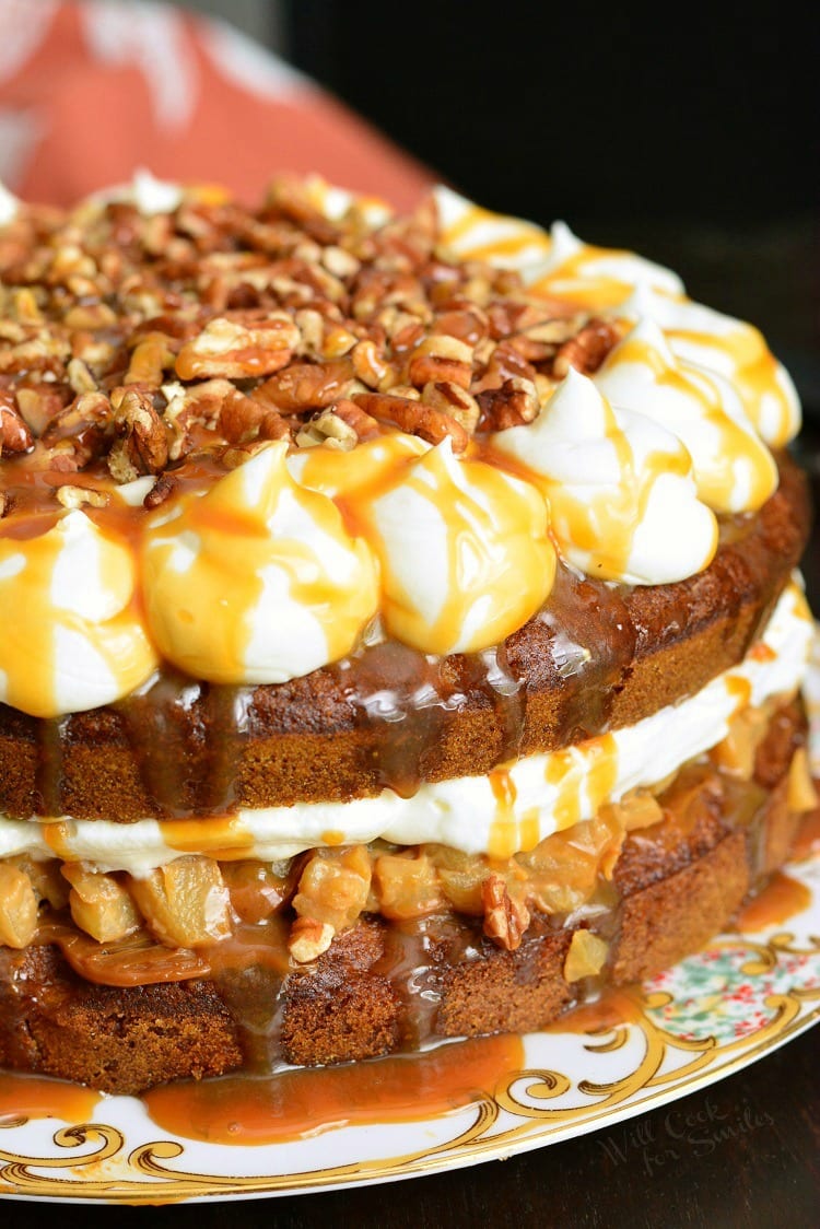 Caramel Apple Carrot Cake on a plate