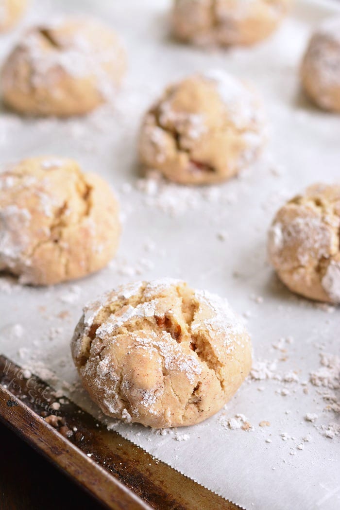 Soft Maple Pecan Cream Cheese Cookies cooked on wax paper
