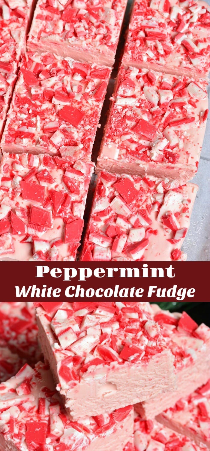 Peppermint White Chocolate Fudge collage