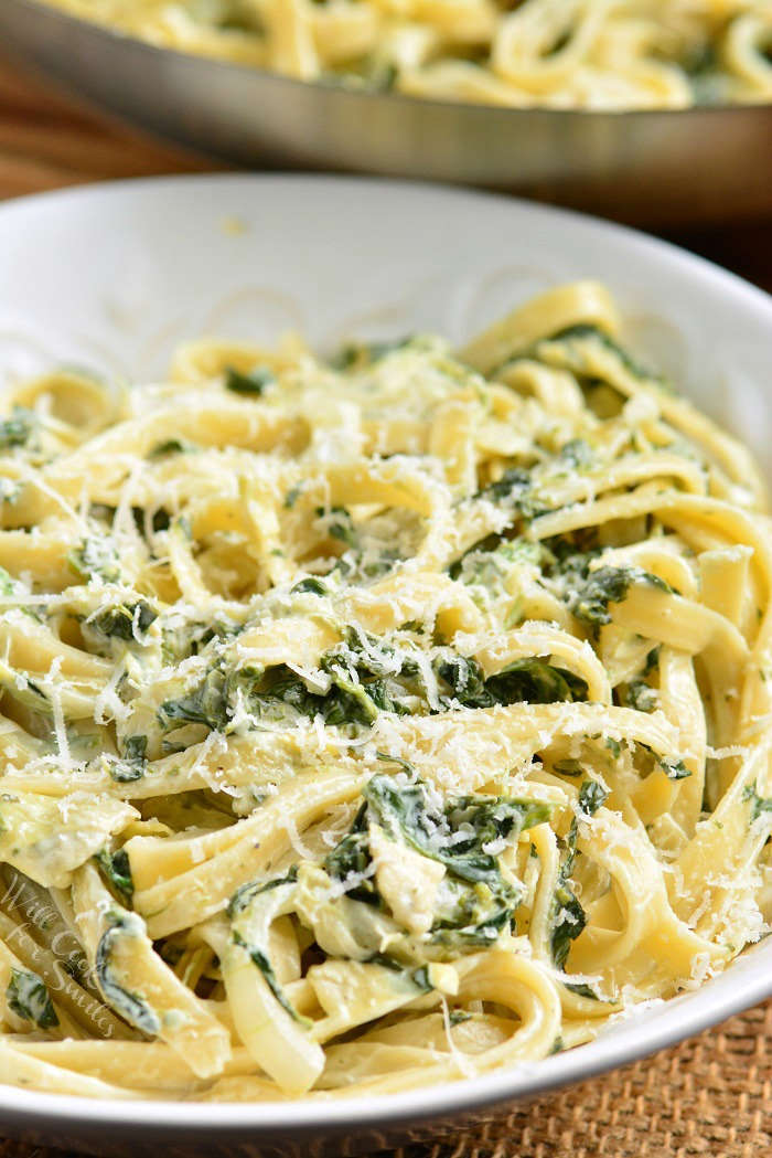 bowl of creamy fettuccine