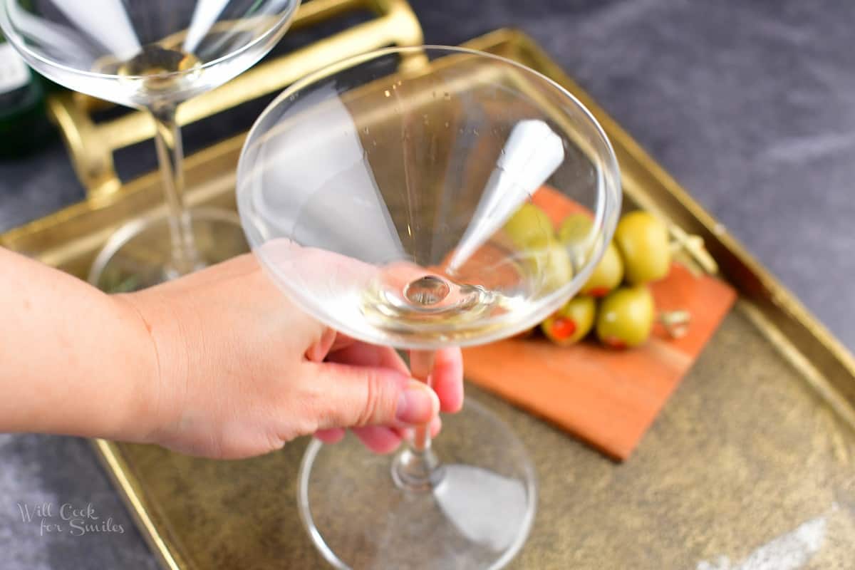 swirling vermouth in the glass