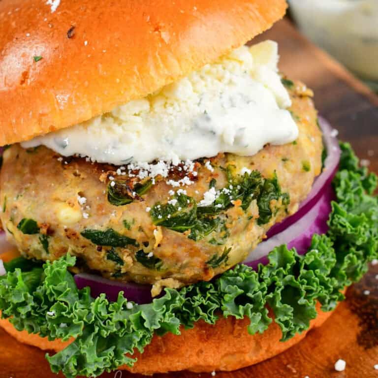 Kale and Feta Turkey Burgers