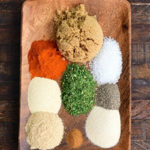 unlabeled labeled ingredients to make homemade pork rub.